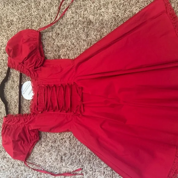 BABYBOO Women's Elegant Red Casual Dress - Picture 2 of 3